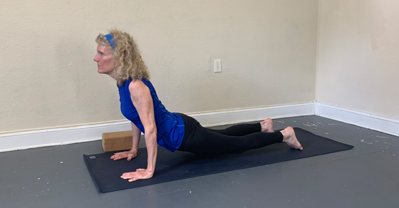 Yoga instructor Michelle Fielding in upward facing dog